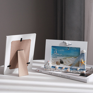 Marco de Fotos de Madera con Temática Oceánica de 7 Pulgadas, Hecho a Mano, Estilo Mediterráneo, Rectangular Horizontal, MDF - Product Image 1