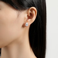 Boucles d'oreilles clous en or 14 carats véritable, creuses, avec moissanite taille poire 1ct 2 carats, pour femme, bijoux de luxe, cadeau de Noël, fiançailles