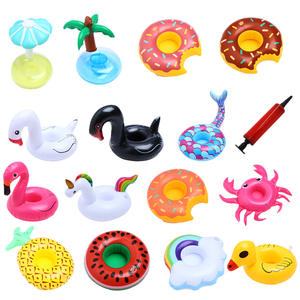 Porte-gobelet gonflable en forme de cygne flamant rose et de fruit sous-verre en caoutchouc avec fond de bouteille en verre support de boisson flottant - Product Image 6