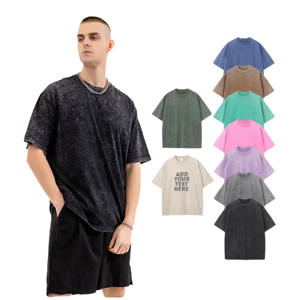 High Quality Vintage T shirt Unisex Oversized 100% Cotton T-Shirt Custom Logo Heavy Acid Washed <b>Silk</b> Screen Printed Tshirt - Product Image 1