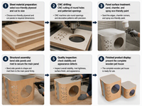 Maison pour chat en bois de luxe avec entrée cintrée, structure en bois massif, coussin intérieur moelleux, nid semi-fermé pour chambre à coucher de chat