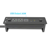 Prise de table motorisée électrique rotative personnalisée avec plusieurs ports USB-C/USB-A 65W et prise réseau dissimulée (alliage d'aluminium 2)