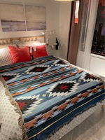 Couverture de canapé pliable tissée, style Bohème du Sud-Ouest du Maroc, pour le voyage et la chambre à coucher