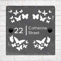 Panneau de porte de maison en ardoise naturelle rustique 15x15cm Nom personnalisé Platev Gravure laser gratuite de chiffres et de vis