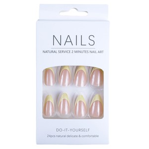 Lot de 24 <span class=keywords><strong>faux</strong></span> <span class=keywords><strong>ongles</strong></span> <span class=keywords><strong>courts</strong></span> en amande, faits main, couleur nude naturelle, avec gel adhésif, pour doigts – Nouveauté très prisée - Product Image 6