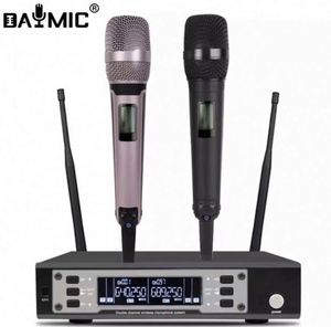 ไมโครโฟนไร้สาย UHF แบบโลหะคู่ ไดนามิก OEM ระบบไมโครโฟนไร้สาย 2 ช่องสัญญาณ ระดับมืออาชีพ - Product Image 2