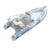 Bateau pneumatique semi-rigide CE RIB480 durable et léger en fibre de verre et PVC Hypalon, avec moteur hors-bord, pour la pêche, ensemble combiné bateau pneumatique semi-rigide et ponton gonflable