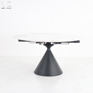 <span class=keywords><strong>Table</strong></span> <span class=keywords><strong>à</strong></span> manger en acier inoxydable <span class=keywords><strong>à</strong></span> extension nordique intérieure 180cm <span class=keywords><strong>Table</strong></span> <span class=keywords><strong>à</strong></span> manger extensible <span class=keywords><strong>ronde</strong></span> avec dessus en marbre moderne de luxe - Product Image 4