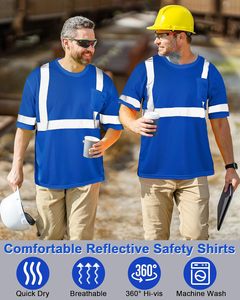 <span class=keywords><strong>Hi</strong></span> <span class=keywords><strong>Vis</strong></span> Tシャツ半袖反射安全シャツフロントポケット付き建設工事用 - Product Image 5