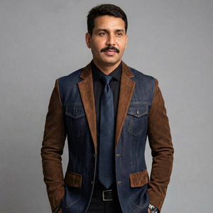 GLOBAL LEATHER GL-002 Veste sans manches en jean et cuir pour homme, coupe-vent, respirante, formelle, pour l'hiver, avec logo personnalisé sur le devant - Product Image 1