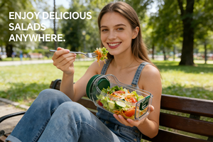 Boîte à salade multicolore améliorée, ouverture latérale carrée, couvercle hermétique, sans BPA, qualité alimentaire, 1000 ml, préparation de repas, salle de sport, restaurants - Product Image 5