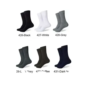 Hot Sale Plaid Men Grey White Black 100% Cotton Classic Plain Custom Business Thick Cotton Socks
