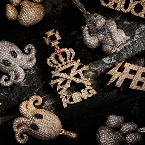 Jin'ao European American Letter Hip Hop Pendant Copper Inlaid Zircon Trendy Unisex All-match Accessories Factory Direct Sales - Product Image 2