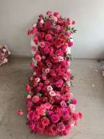 Chemin de table en soie de luxe personnalisé de 2 m, arrangement floral artificiel pour l'allée de mariage et la décoration d'entrée de fête