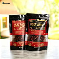 Bâtonnets de bœuf séché faible en gras, collations saines de viande séchée, emballage personnalisé pour bâtonnets de bœuf séché, sachet refermable pour collations de viande séchée moelleuse