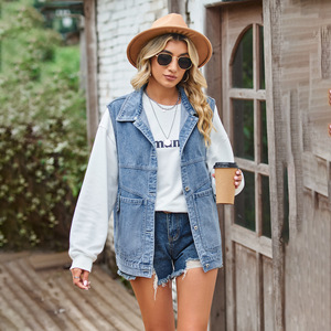 <span class=keywords><strong>Veste</strong></span> <span class=keywords><strong>en</strong></span> <span class=keywords><strong>jean</strong></span> <span class=keywords><strong>sans</strong></span> manches pour <span class=keywords><strong>femme</strong></span> - Coupe ample et élégante - Product Image 2