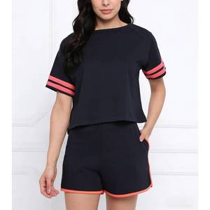 Completo Estivo da <span class=keywords><strong>Donna</strong></span> 2 Pezzi: Top a Maniche Corte e Pantaloncini al Ginocchio in Maglia, Vestibilità Ampia, Tinta Unita - Product Image 2