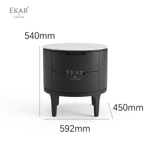 Eclipse <strong>Circular</strong> Marble-Top Nightstand | Modern Luxury <strong>Bedside</strong> <strong>Table</strong> by EKAR FURNITURE - Product Image 6