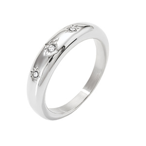 Anel de Aço Inoxidável Estilo Francês Minimalista - Anel Vintage Único em Forma de Estrela Octogonal com Micro-Engaste - Product Image 5