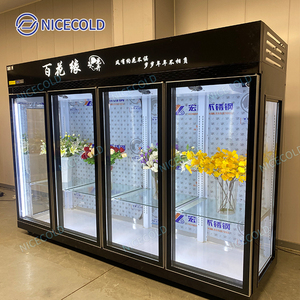 4 porte Display nero floreale di raffreddamento a fiori con impostazione di umidità per negozio di fiori - Product Image 3