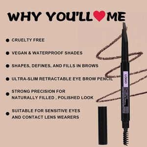 <span class=keywords><strong>Crayon</strong></span> à sourcils imperméable double extrémité 2 couleurs avec <span class=keywords><strong>cire</strong></span> <span class=keywords><strong>liquide</strong></span> et teinture pour sourcils, formule crème minérale, pinceau sans logo - Product Image 1