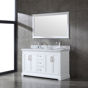 Meuble-lavabo de salle de bain avec plan de travail en marbre de Carrare et portes à fermeture douce, avec double vasque, fabriqué au Vietnam, meuble-lavabo de salle de bain de style transitionnel - Product Image 3