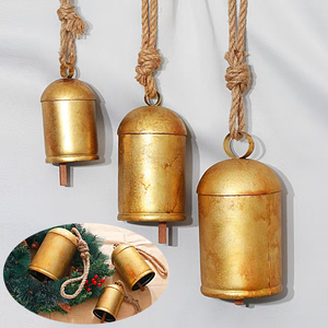 Campanas de Viento Vintage al por Mayor, Estilo Sepia, de Latón y Aleación de Hierro, Decoración Navideña para Colgar en la Puerta, Juego de Campanas de Hilo Plateadas - Product Image 3