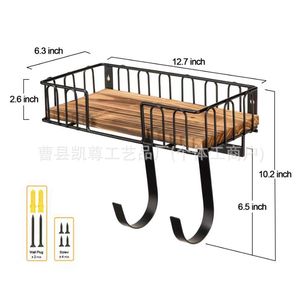 Wooden wall-mounted storage rack for entryway, <b>key</b> and bag <b>hanger</b>, wall-mounted storage rack for living room and bedroom. - Product Image 4