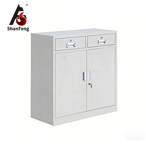 Armoire de rangement <span class=keywords><strong>scolaire</strong></span> à 2 tiroirs avec poignées en acier, cadre métallique et serrure – Mobilier de bureau, bibliothèque, armoire de rangement - Product Image 1