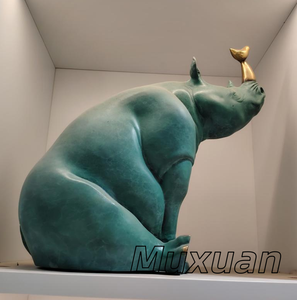 Creative <span class=keywords><strong>Rhinocéros</strong></span> Sculpture Métal Oeuvres En Laiton Animal Sculpture Salon Figurines - Product Image 2