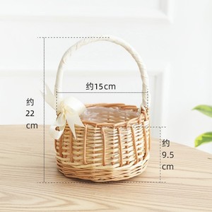 Cesta <span class=keywords><strong>de</strong></span> Mimbre Natural Hecha a Mano para Almacenamiento, Cesta Tejida para Flores Artificiales, <span class=keywords><strong>Arreglos</strong></span> Florales, Decoración del Hogar, Ropa - Product Image 3