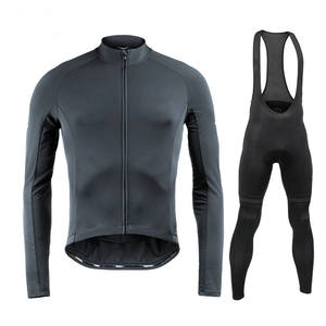 Ensemble de maillot de cyclisme d'<span class=keywords><strong>hiver</strong></span> personnalisé pour <span class=keywords><strong>homme</strong></span> avec short, manches longues, polaire thermique respirant, 100% polyester, adultes - Product Image 2