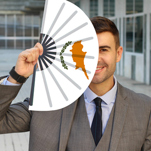 Abanicos Plegables de Bambú con la Bandera de Chipre al por Mayor, Abanico de Mano para Carnaval, Boda, Festival, Fiesta, Agencia de Viajes - Product Image 3