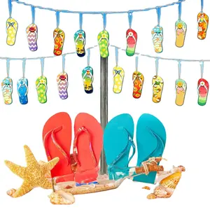 Summer Party Decoration Flip Flop Beach Slippers Shape Wooden Decorative Pendants With Ropes