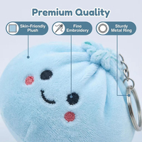 Porte-clés en peluche de 8 cm, motif dessin animé mignon de boulettes de raviolis vapeur, visage souriant, mini-ornement en peluche moelleux pour la décoration de sacs à dos et sacs à main