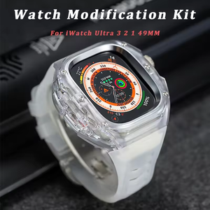 Sang Trọng Sông Băng Rõ Ràng Trường Hợp Mod Kit Cho Iwatch Loạt Siêu 3 2 <span class=keywords><strong>1</strong></span> Trong Suốt Trường Hợp Đối Với Apple Đồng Hồ Siêu 49Mm Mod Kit Ban Nhạc Đồng Hồ - Product Image 2