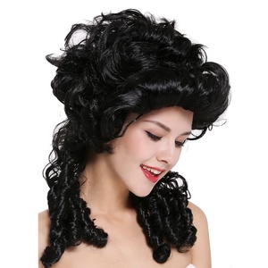 Parrucche sintetiche barocche gotiche nere reali a buon mercato - Product Image 2
