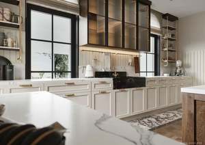 Diseño de Renderizado 3D Gratuito para Proyectos de Villas, Diseño de Muebles de Cocina Modernos, Gabinetes de Cocina de Madera Maciza de Alta Calidad en Color Blanco Claro - Product Image 4