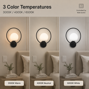 Applique Murale LED Moderne en Acrylique, CCT Sélectionnable, en Fer Noir, pour Intérieur, Chambre à Coucher, Chevet, 3000K 6000K - Product Image 4