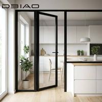 Puerta de Entrada Abatible Minimalista de Aleación de Aluminio, Sin Rotura Térmica, Insonorizada, con Vidrio Aislante, para Hogar, Dormitorio, Hotel, Centro Comercial, Supermercado