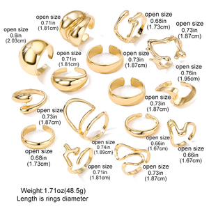 Trendy Gold Plated Geometric Chunky <strong>Rings</strong> Set for Women High Quality Women Fashion Jewelry <strong>Thick</strong> Chunky Finger <strong>Rings</strong> - Product Image 6