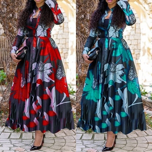 Vestidos de Otoño para Mujer, Vestido Largo Formal con Estampado Digital, Estilo Informal y <span class=keywords><strong>Elegante</strong></span>, Talla Grande - Product Image 2