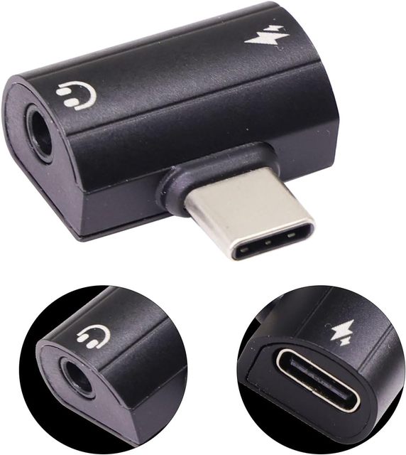 USB C to 3.5mm Headphone and Charger Adapter, 2-in-1 USB C PD Charging Port with Aux Audio Jack Compatible for 15/15