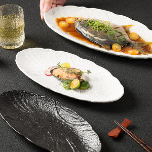 Assiette à dîner en céramique gaufrée ovale givrée Sushi poisson fruits de mer Dessert salade de fruits plateau de service spectacle plateau Restaurant vaisselle - Product Image 2