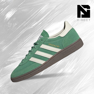 Adidas Handball Spezial 'preloved Green Gum' รองเท้าผ้าใบแบบผูกเชือก หัวกลม ลายทาง ระบายอากาศได้ดี รองเท้าลำลอง รองเท้าสเก็ตบอร์ด - Product Image 1