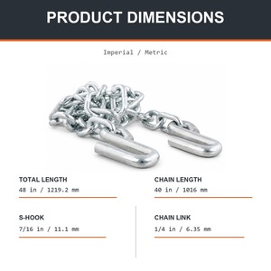 Cadena <span class=keywords><strong>de</strong></span> Seguridad para Remolque <span class=keywords><strong>de</strong></span> Alta Resistencia, 48 Pulgadas, Zincada, con 2 Ganchos en S para Remolcar Camiones, Barcos, Autocaravanas y <span class=keywords><strong>Remolques</strong></span> Utilitarios - Product Image 2