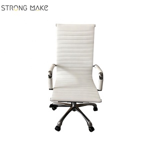 <span class=keywords><strong>Classic</strong></span> Design white high back leather PU black ribbed polish aluminum leg office chair with wheel - Product Image 6