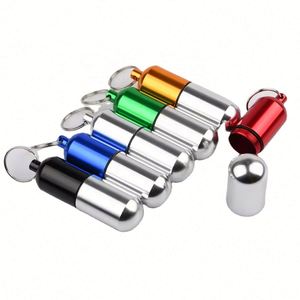 Outdoor Waterproof Aluminum Metal Box Holder <b>Mini</b> Small Medicine <b>Bottle</b> Aluminum Pill Box with Keychain - Product Image 1