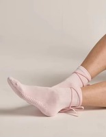 Chaussettes Femme de Yoga Personnalisées avec LOGO, Design Nœud Papillon et Sangle, Paquet Gratuit, en Coton Respirant Anti-Transpiration pour Barre