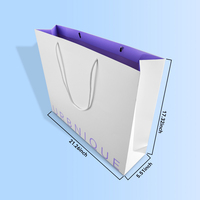 Sac en papier personnalisé avec poignée en corde de coton, impression de logo de luxe blanc, pour boutique de shopping